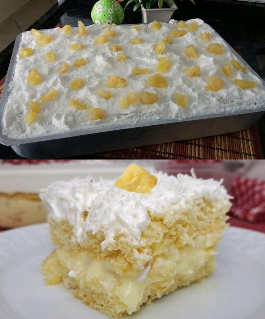 Bolo gelado de abacaxi delicioso