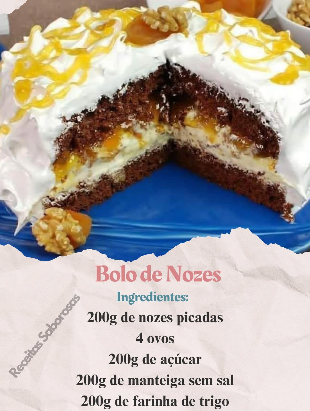 FAÇA HOJE MESMO ESSA RECEITA ESPECIAL DE BOLO DE NOZES, A FAMILIA VAI AMAR!!