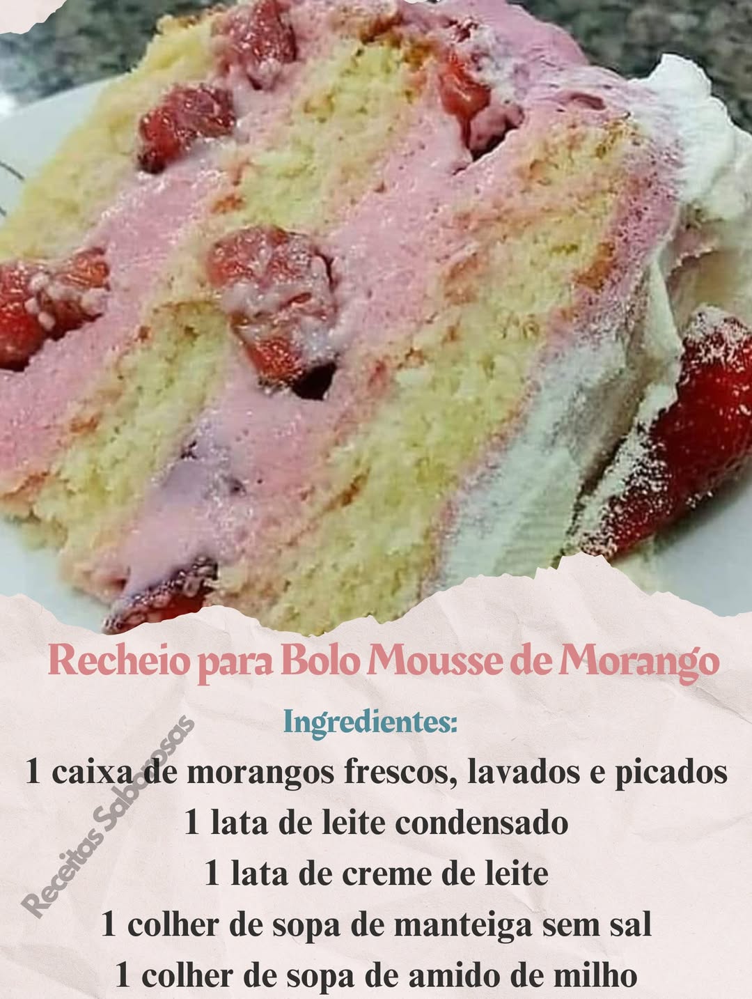 Recheio para Bolo Mousse de Morango, Delicioso!!