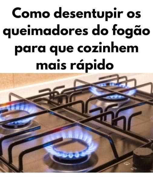 Truque caseiro para desentupir queimadores do fogão rapidamente.